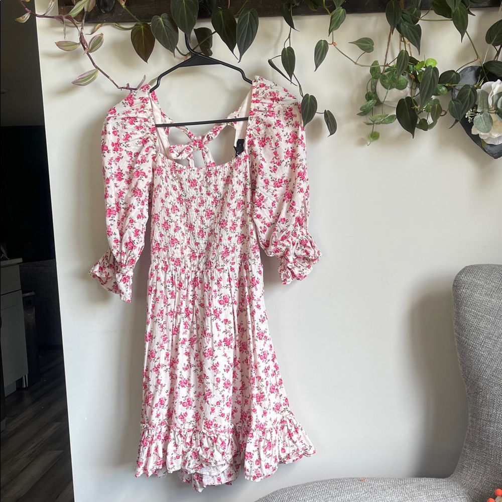 New Look Pink and light cream Floral Pattern Dress